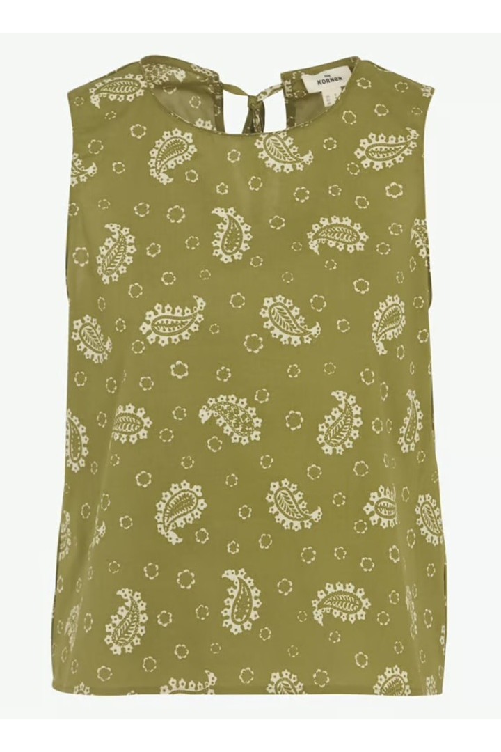 Printed cotton top - Khaki