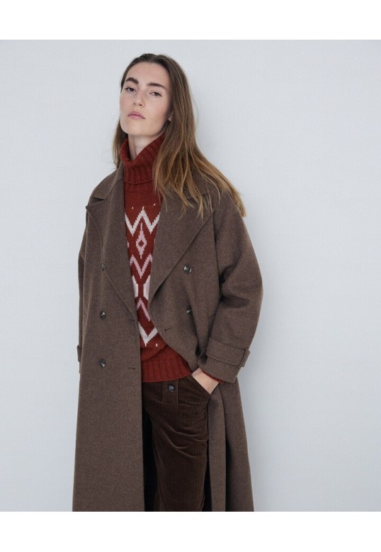 HANDMADE WOOL TRENCH COAT CHOCOLATE