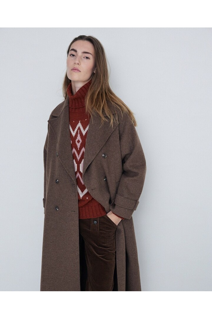 HANDMADE WOOL TRENCH COAT CHOCOLATE