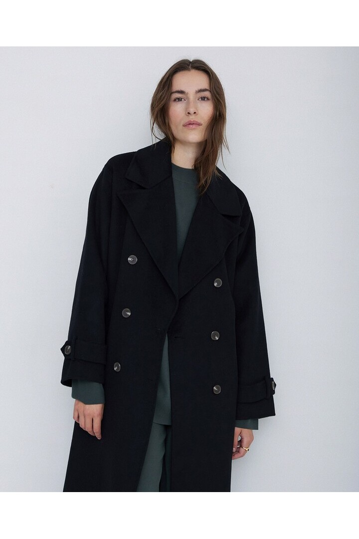 HANDMADE WOOL TRENCH COAT BLACK