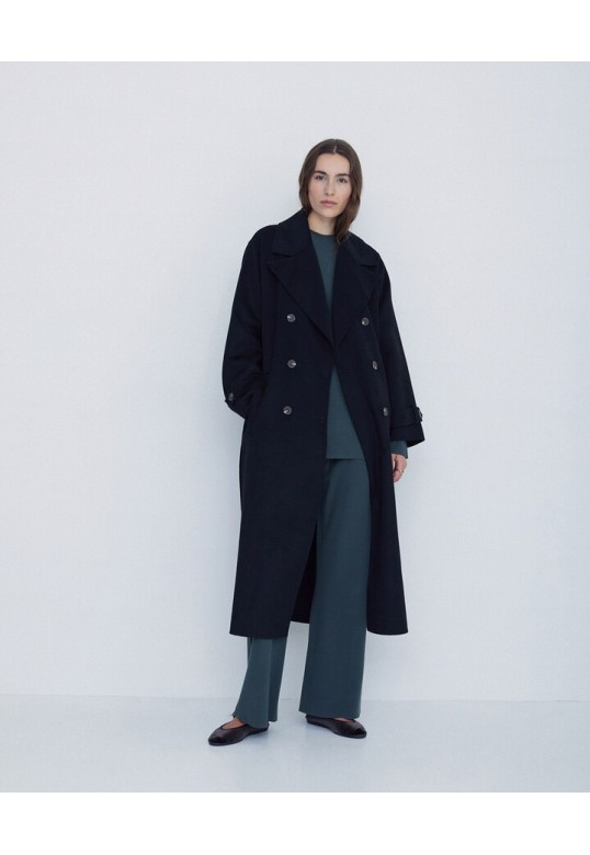 HANDMADE WOOL TRENCH COAT BLACK