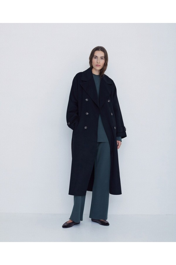 HANDMADE WOOL TRENCH COAT BLACK