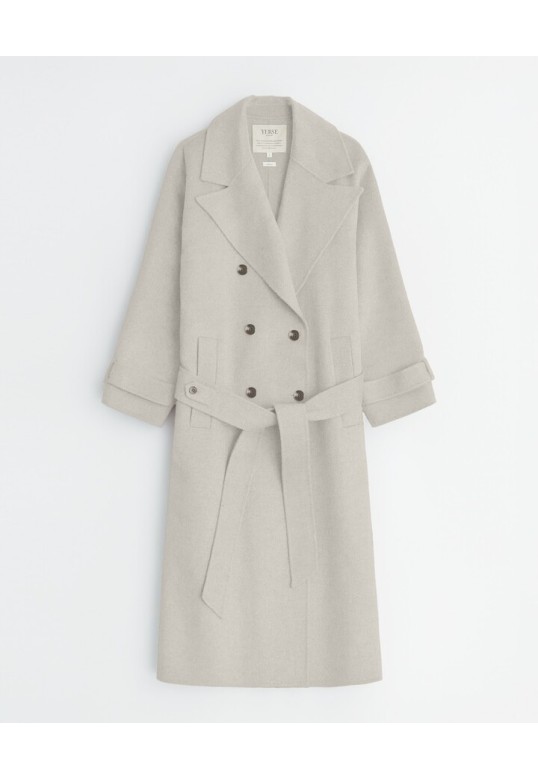 HANDMADE WOOL TRENCH COAT ECRU