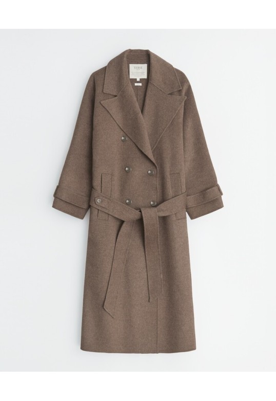 HANDMADE WOOL TRENCH COAT CHOCOLATE