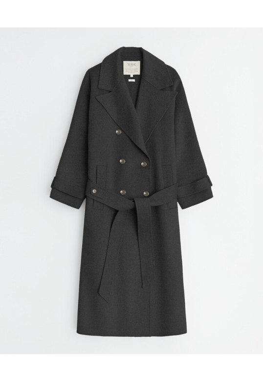 HANDMADE WOOL TRENCH COAT BLACK