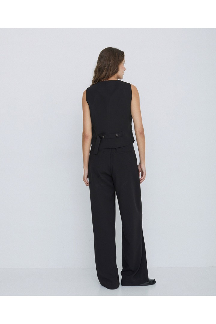 WIDE PLEATED TROUSERS BLACK