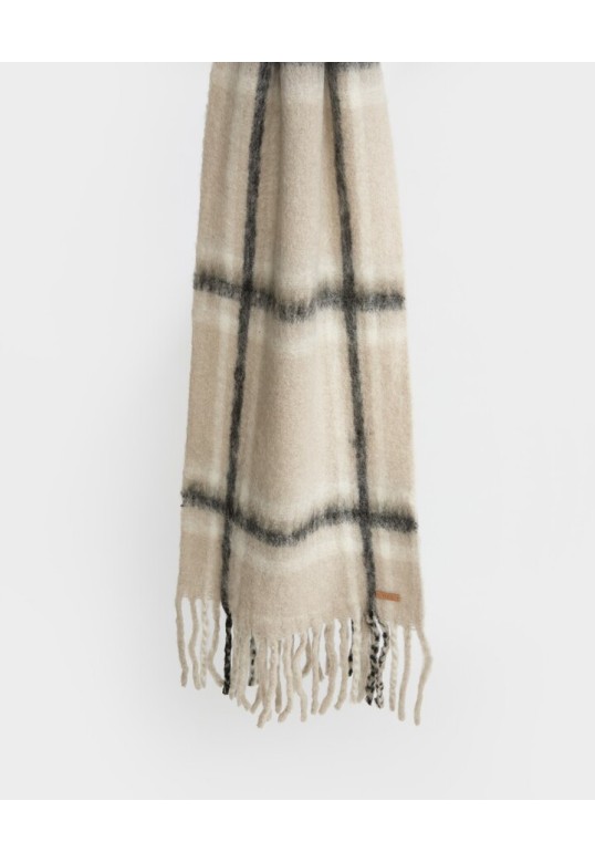 PLAID WOOL SCARF LIGHT GREY