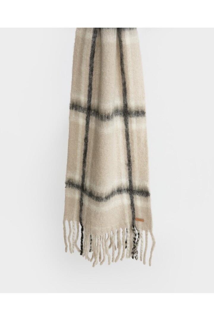 PLAID WOOL SCARF LIGHT GREY