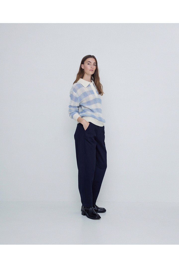 WIDE COTTON TROUSERS NAVY