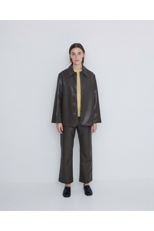 FAUX-LEATHER JACKET GREEN KHAKI