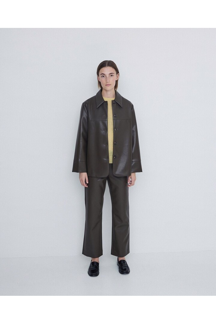 FAUX-LEATHER JACKET GREEN KHAKI