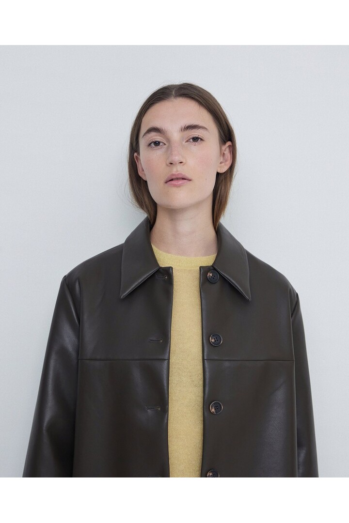 FAUX-LEATHER JACKET GREEN KHAKI