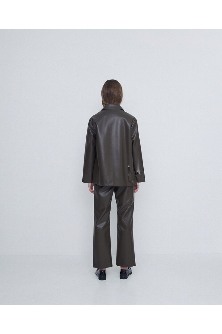 FAUX-LEATHER JACKET GREEN KHAKI