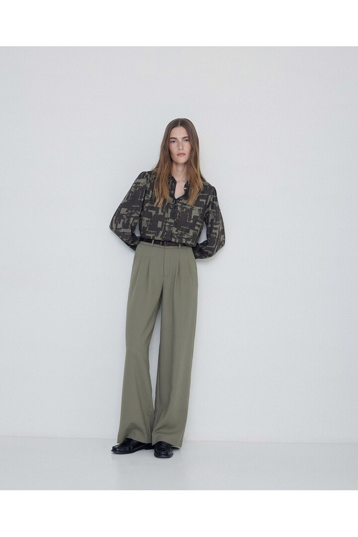 FLOWY PRINT SHIRT KHAKI