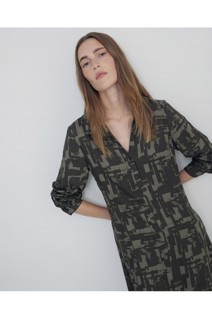 LONG SHIRT DRESS KHAKI