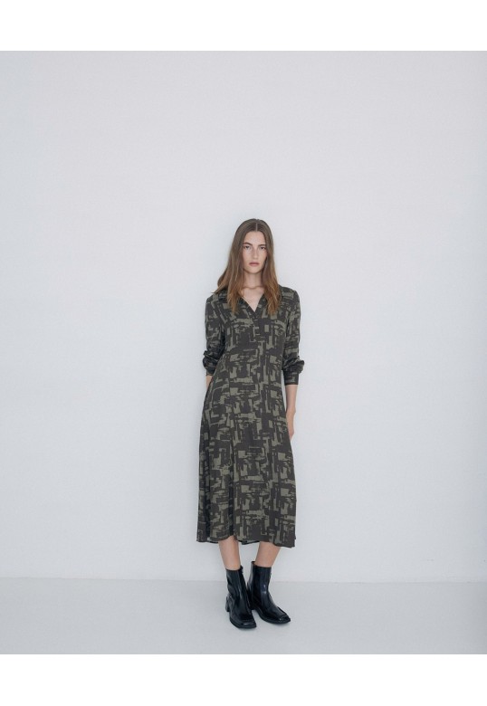 LONG SHIRT DRESS KHAKI