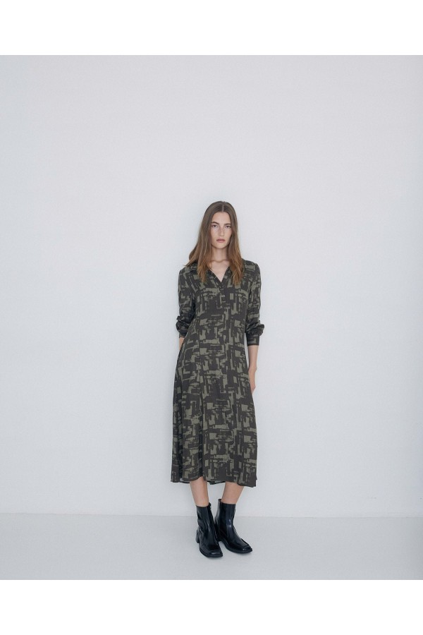 LONG SHIRT DRESS KHAKI