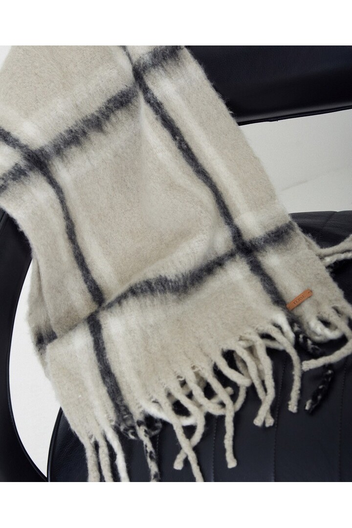 PLAID WOOL SCARF LIGHT GREY