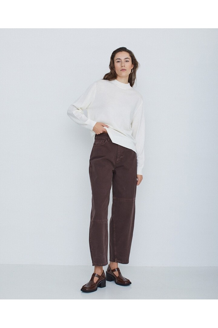 TWO-TONE DENIM TROUSERS CHOCOLATE