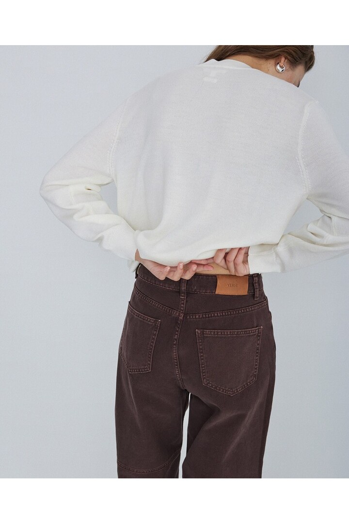 TWO-TONE DENIM TROUSERS CHOCOLATE