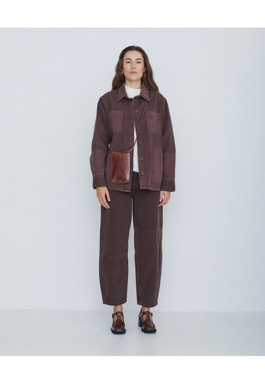 TWO-TONE DENIM TROUSERS CHOCOLATE