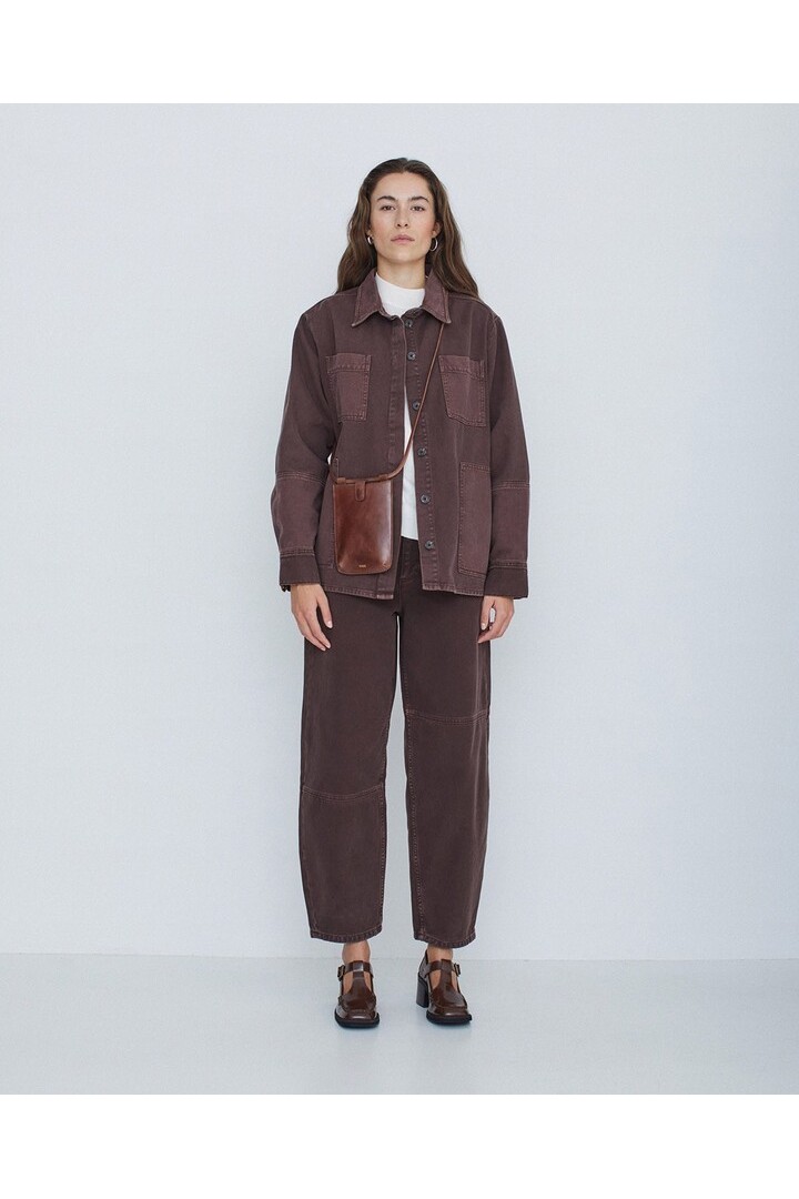 TWO-TONE DENIM TROUSERS CHOCOLATE