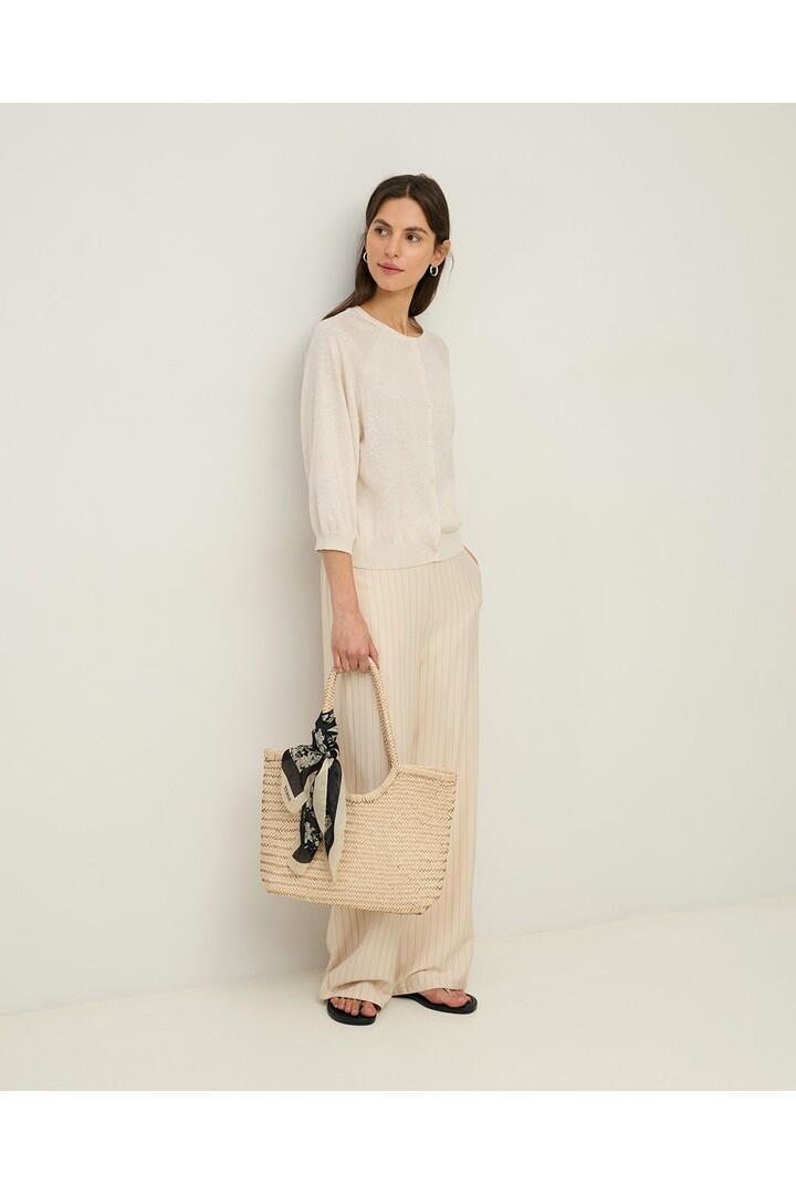 Knit cardigan with puffed sleeves Ecru