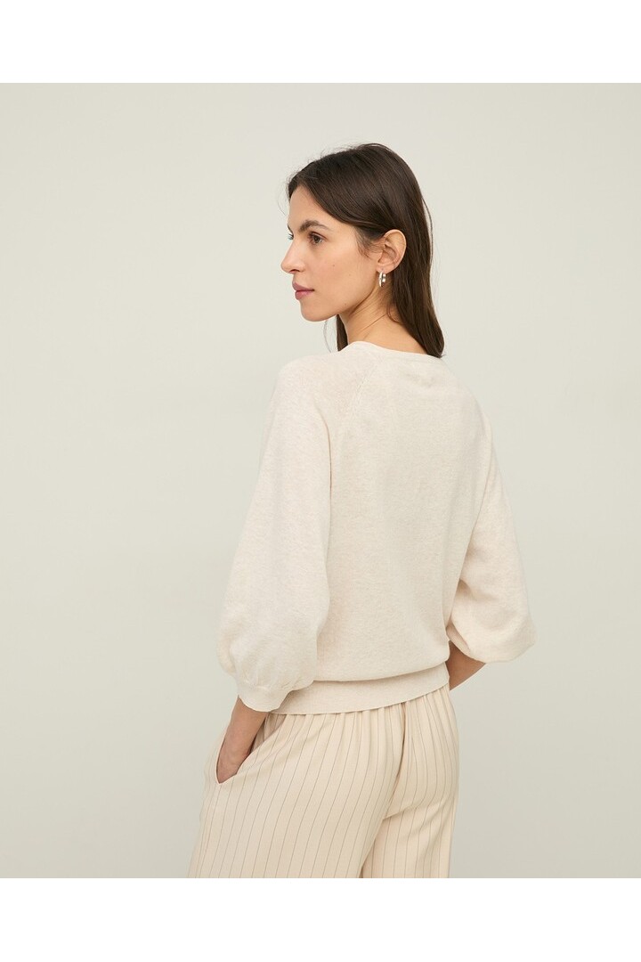 Knit cardigan with puffed sleeves Ecru