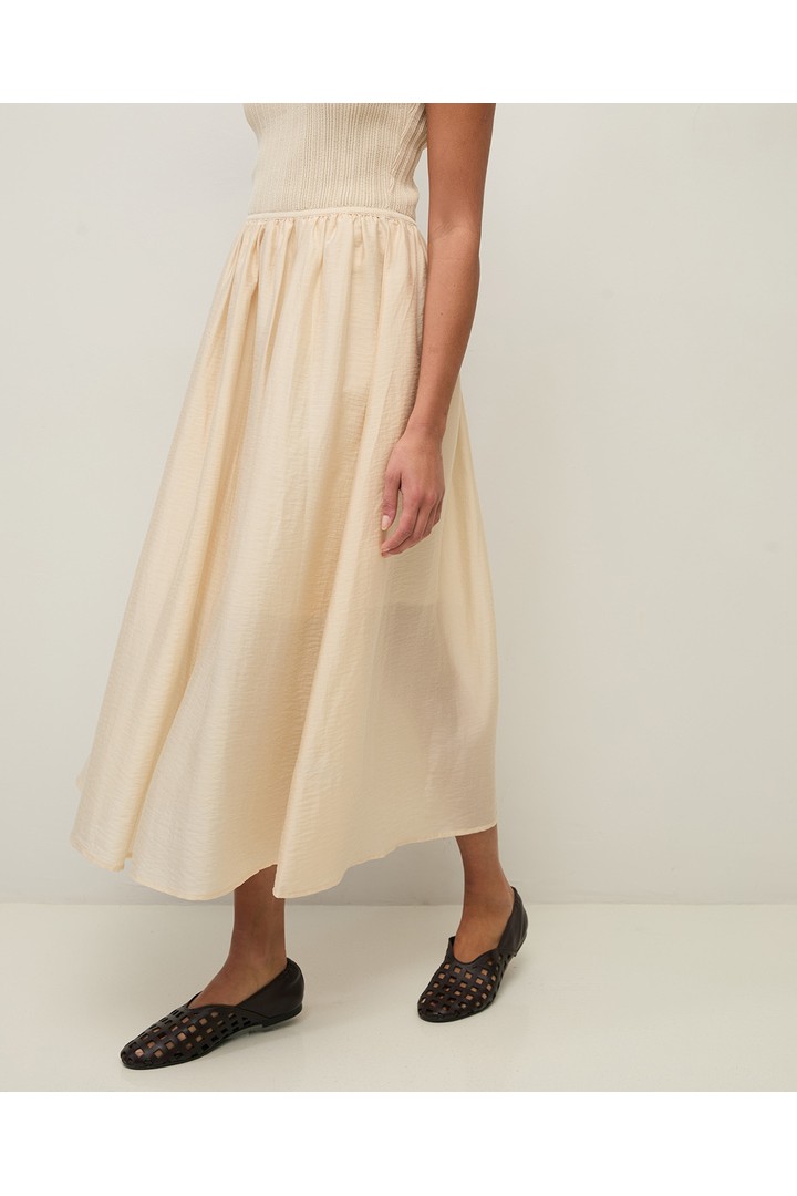 Long dress combination of fabrics