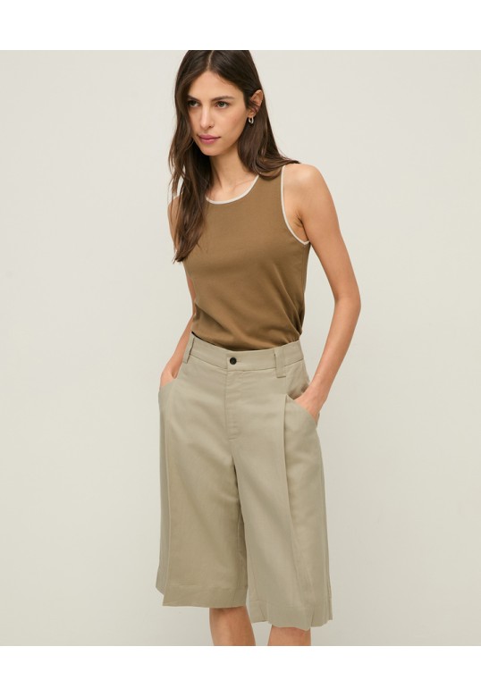 LYOCELL LINEN BERMUDA GREENISH GREY