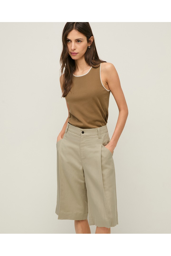 LYOCELL LINEN BERMUDA GREENISH GREY