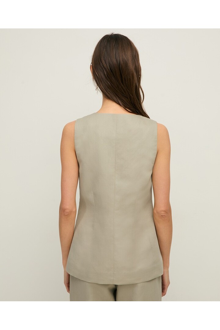 Linen-blend tailored vest Greenish Grey