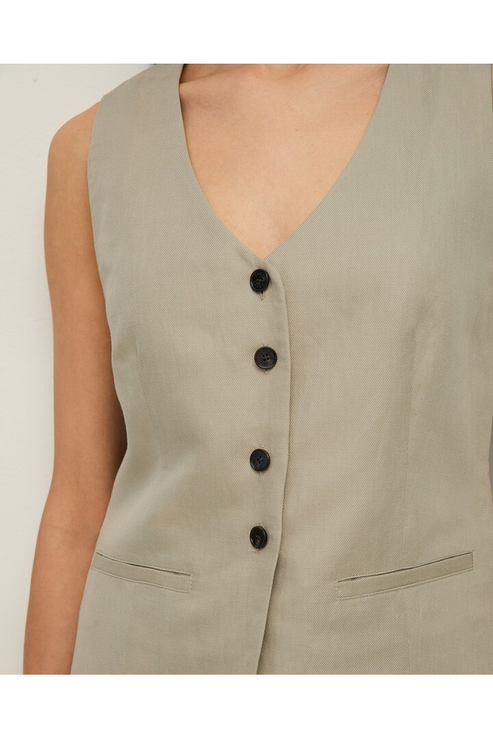 Linen-blend tailored vest Greenish Grey