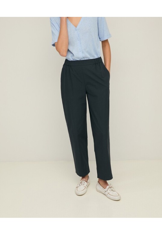 Straight poplin trousers Dark Blue