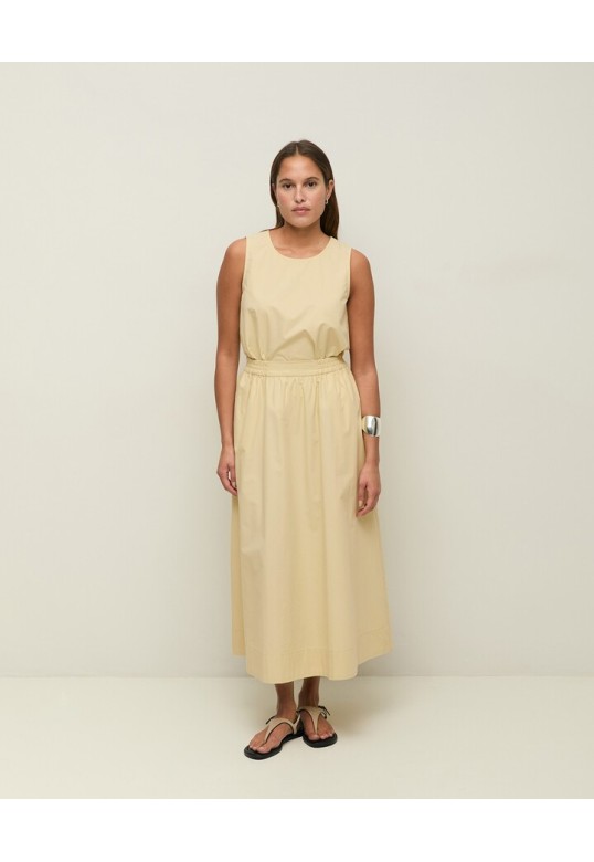 Long cotton poplin skirt Pale Yellow