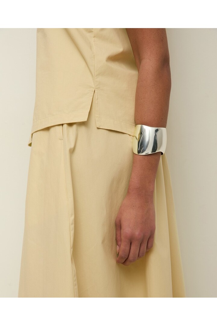 Long cotton poplin skirt Pale Yellow