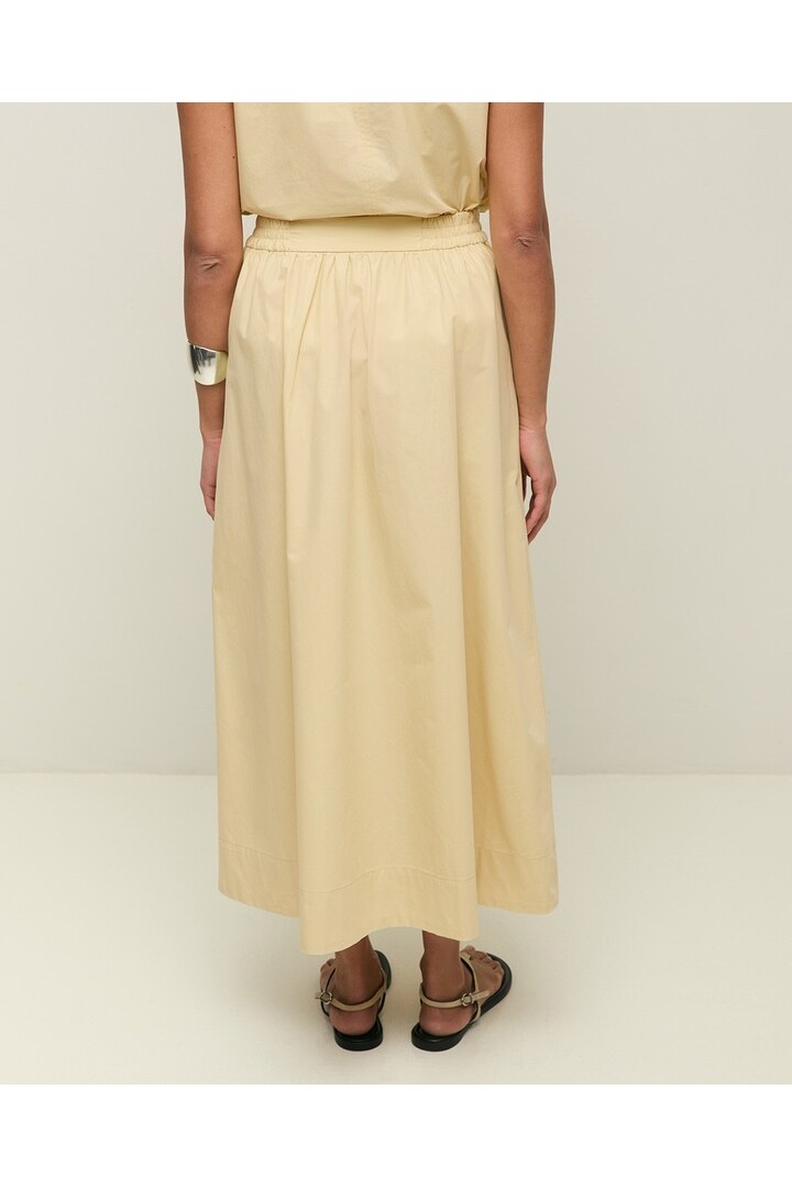 Long cotton poplin skirt Pale Yellow