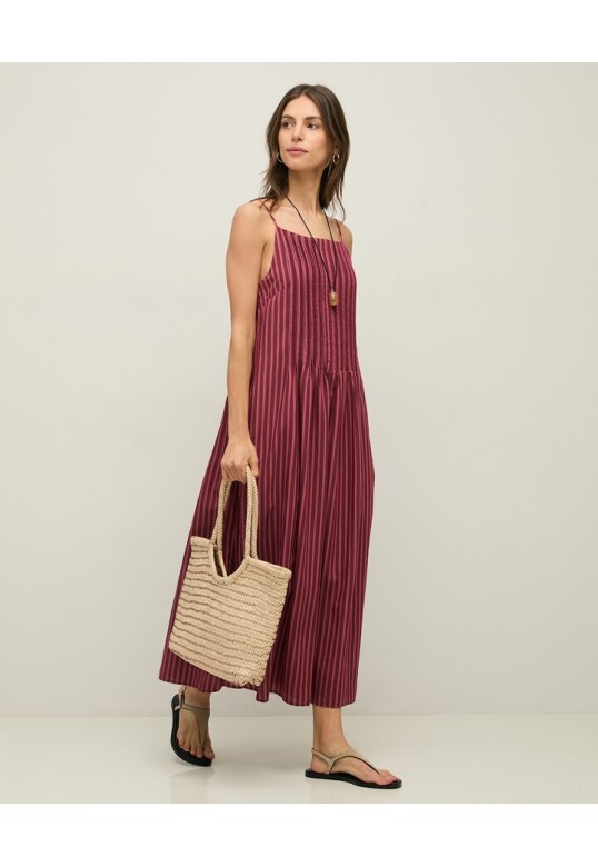 Striped midi camisole dress Aubergine Stripes