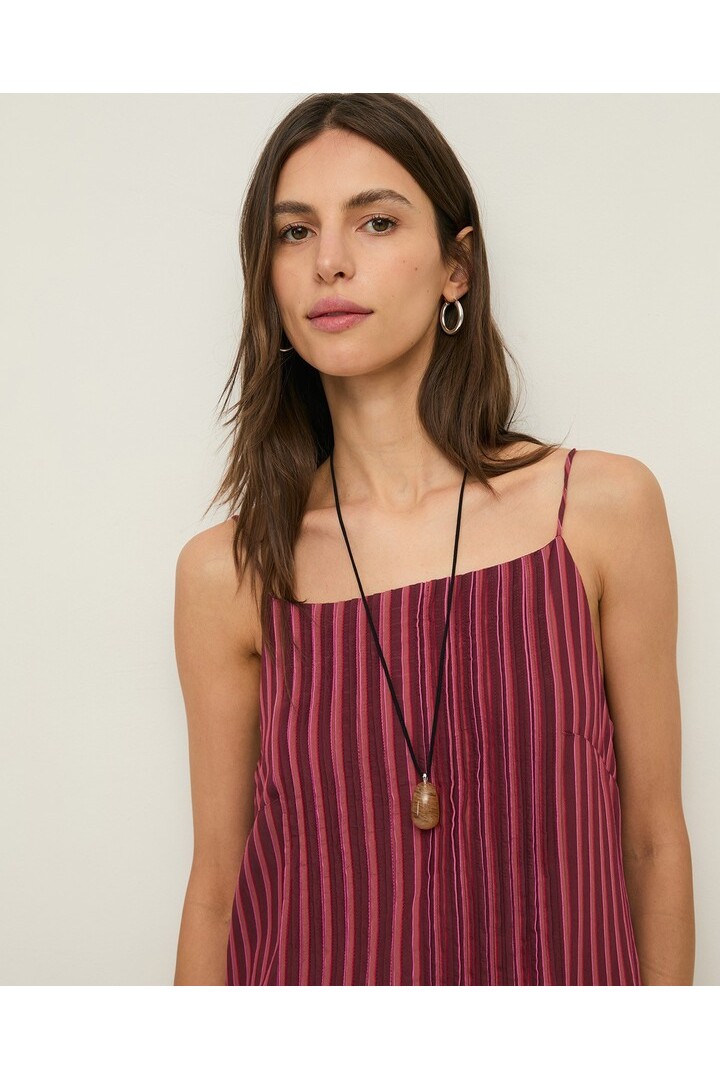 Striped midi camisole dress Aubergine Stripes