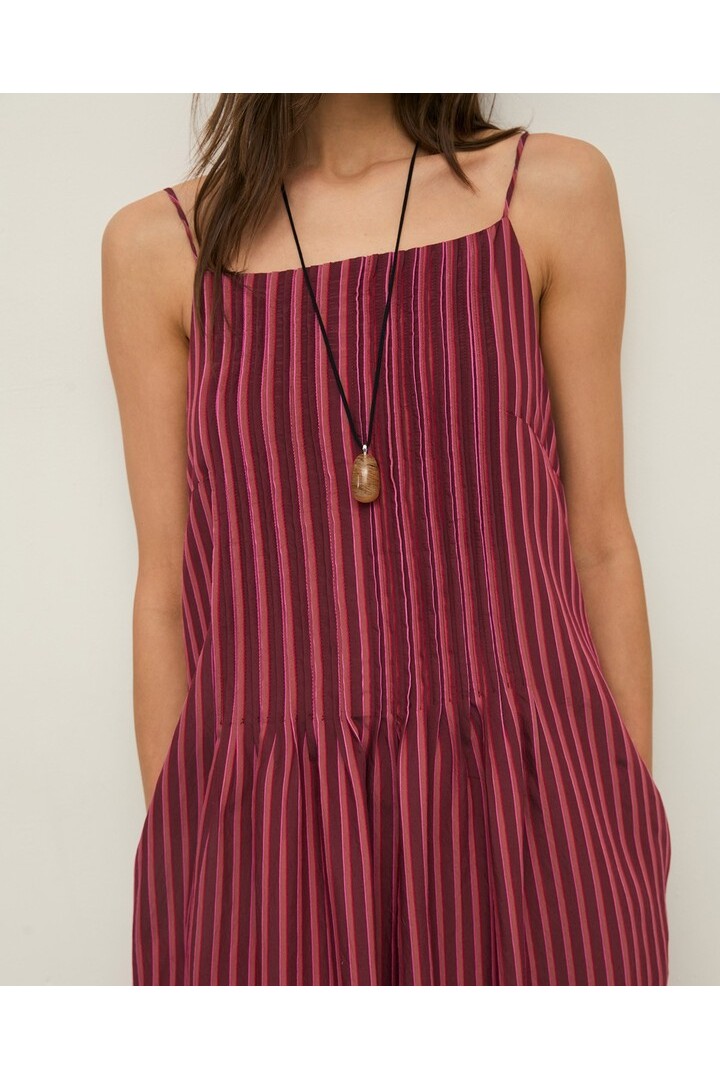 Striped midi camisole dress Aubergine Stripes