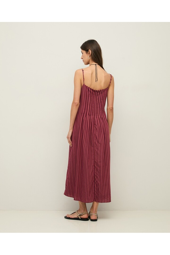 Striped midi camisole dress Aubergine Stripes