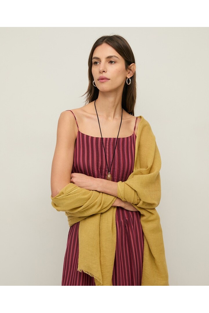 Striped midi camisole dress Aubergine Stripes