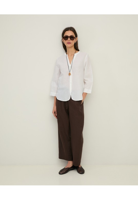 Linen tailored trousers Chocolate