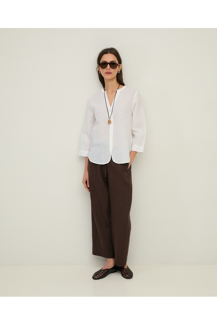 Linen tailored trousers Chocolate