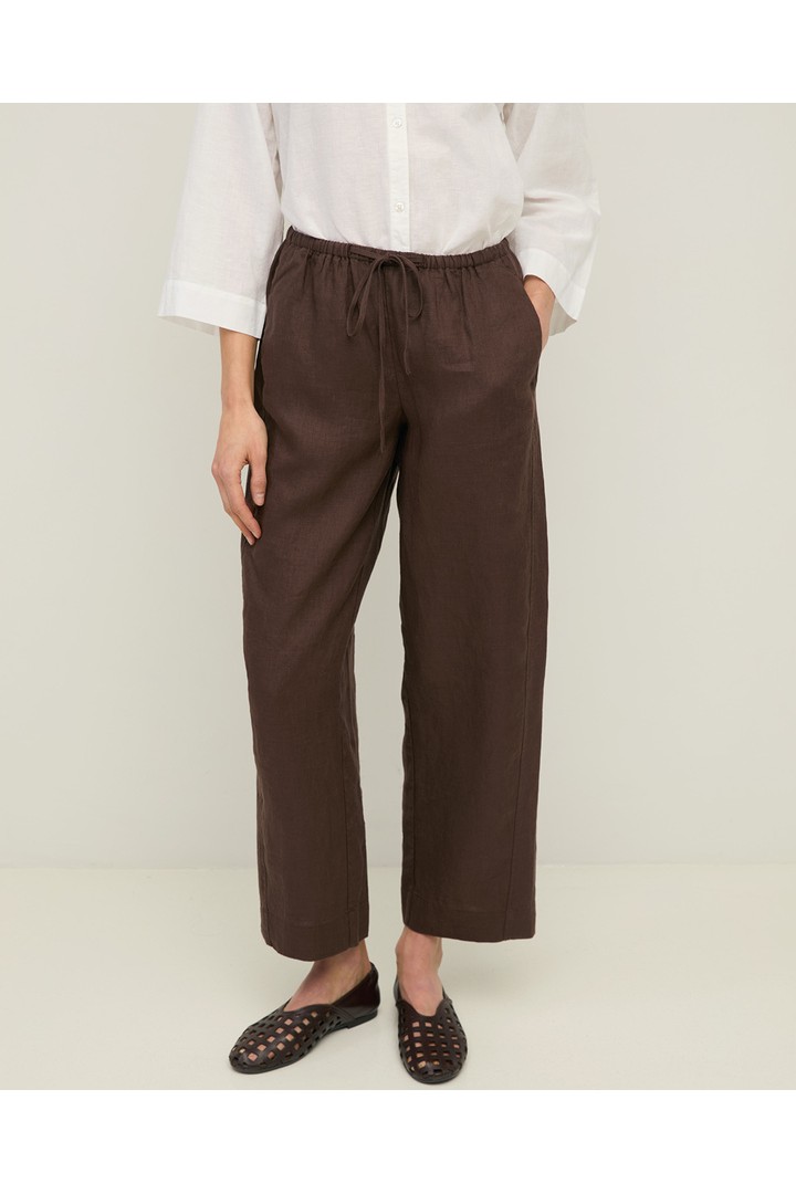 Linen tailored trousers Chocolate