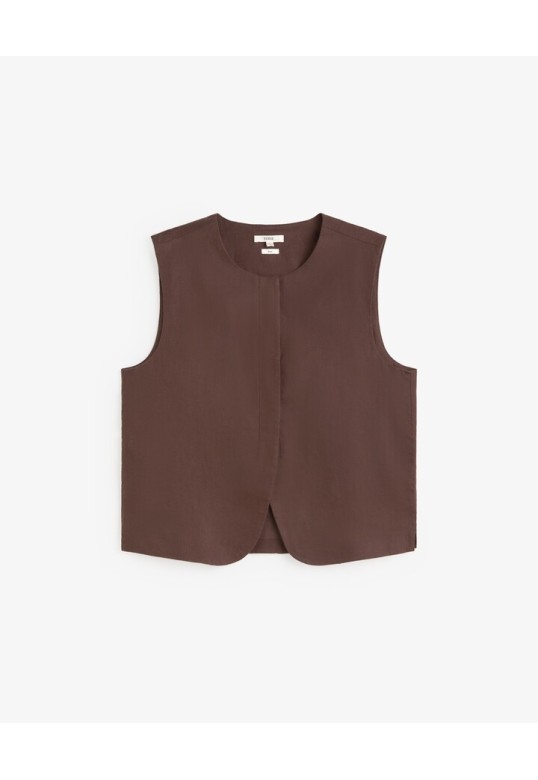 Linen tailored waistcoat Chocolate