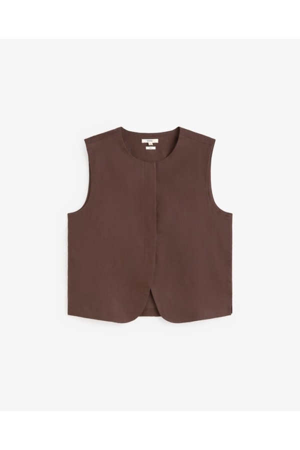 Linen tailored waistcoat Chocolate