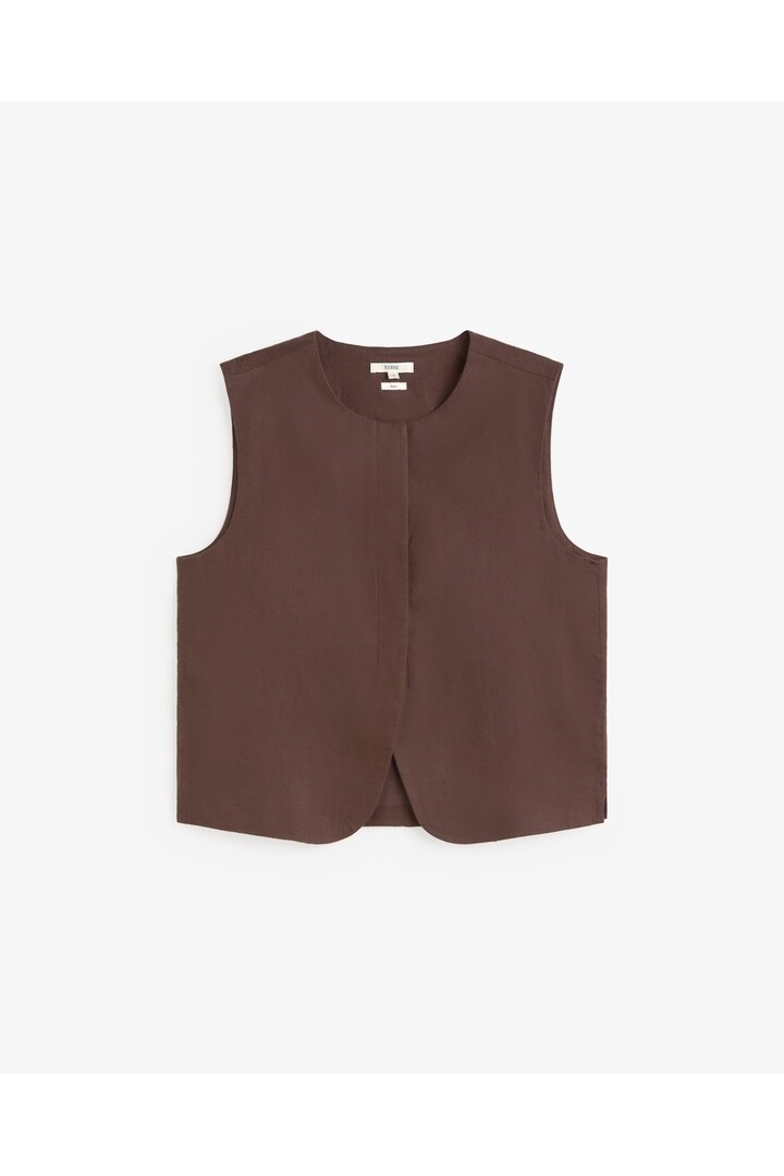 Linen tailored waistcoat Chocolate