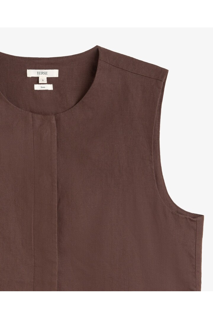 Linen tailored waistcoat Chocolate