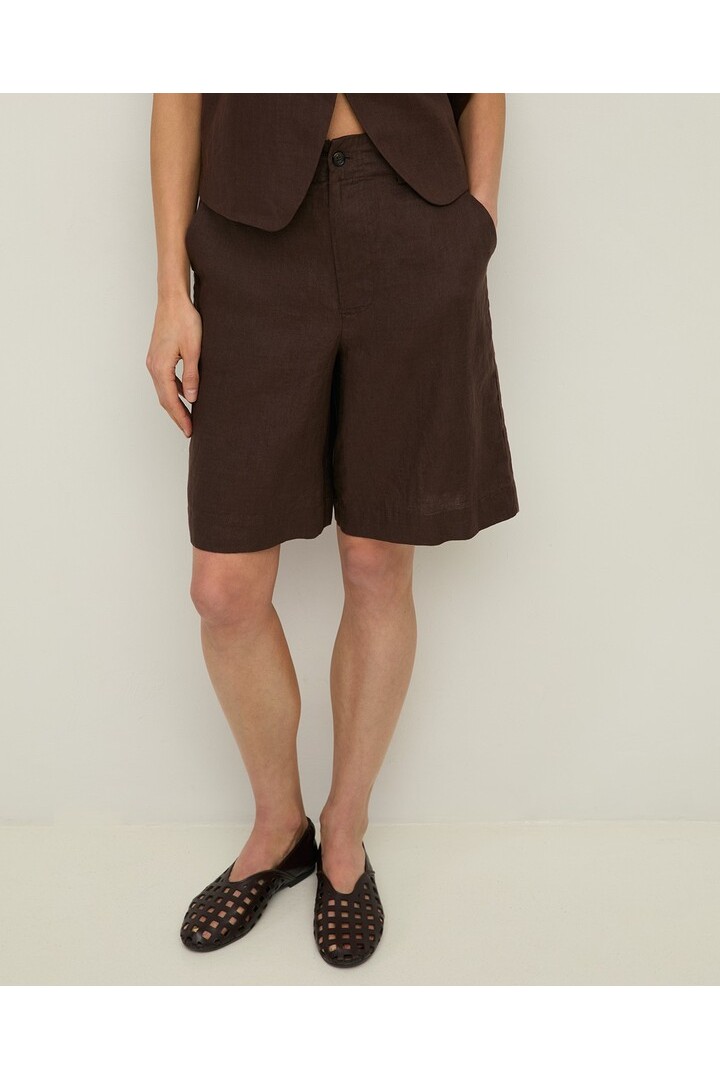 Linen Bermuda shorts Chocolate